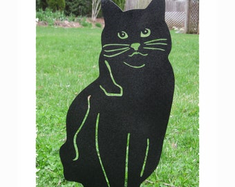 Garden Cat Garden Stake or Wall Art, Grave Marker Memorial, Rainbow Bridge Cat, Outdoor Metal Garden Art Decor Cat Lover Gift Men Dad Mom
