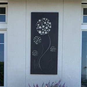 Dandelion Metal Wall Art: Privacy Screen, Garden Trellis (46&quot; x 23&quot;)