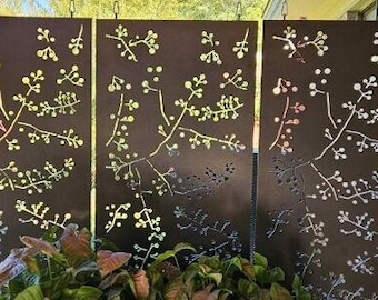 Outdoor Privacy Screen, (1 Screens / 23" X 46") Privacy Panel, Outdoor Metal Wall Art, Garden Custom Metal Art, Large Metal Wall Sculpture