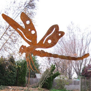 Dragonfly Garden Stake, Outdoor Garden Decor, Metal Garden Yard Art sculpture, Mothers Day Garden Gifts, Dragonfly Wife Gift, Gifts for Mom image 1