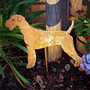 Airedale Terrier Garden Stake or Wall Art, Pet Dog Memorial, Garden Art Outdoor Decor, Lawn Ornament Rusty Metal Dog Sign long distance gift