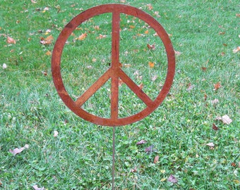 Peace Sign Garden Stake or Wall Art, Garden Art, Mothers Day Garden Gifts, Lawn Ornament, Outdoor Metal Garden Sculpture Decor, Symbol, Zen