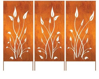 Outdoor Privacy Screens (Set of 3), Outdoor Metal Wall Art, Large Metal Wall Sculpture