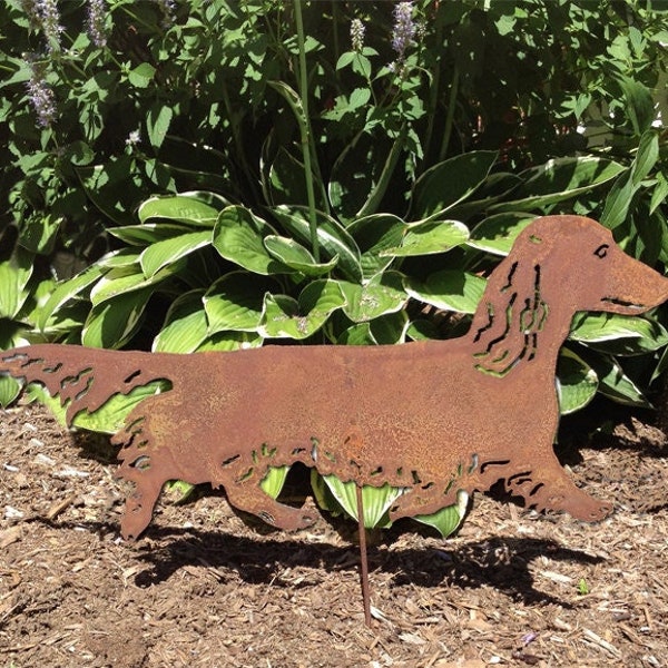 Long Haired Dachshund Garden Stake or Wall Art, Pet Loss Gifts, Lawn Ornament, Outdoor Garden Decor Art, Dog Pet memorial Sign, Gifts, Art