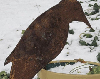 Tuteur de corbeau, décor primitif, décoration de jardin extérieur, oeuvre d'art de jardin, oeuvre d'art en métal dans le jardin