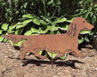 Long Haired Dachshund Garden Stake or Wall Art, Pet Loss Gifts, Lawn Ornament, Outdoor Garden Decor Art, Dog Pet memorial Sign, Gifts, Art