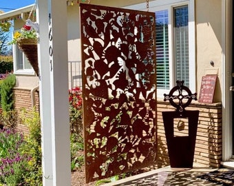 Patio Privacy Panels, (1 Privacy Screen / 23" X 46"), Outdoor Privacy Screen, Large Metal Wall Sculpture