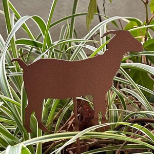 Handcrafted Goat Garden Marker: Rustic Metal Plant Stake