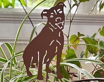 Estaca de planta Pitbull: Marcador de jardín conmemorativo de acero para perros