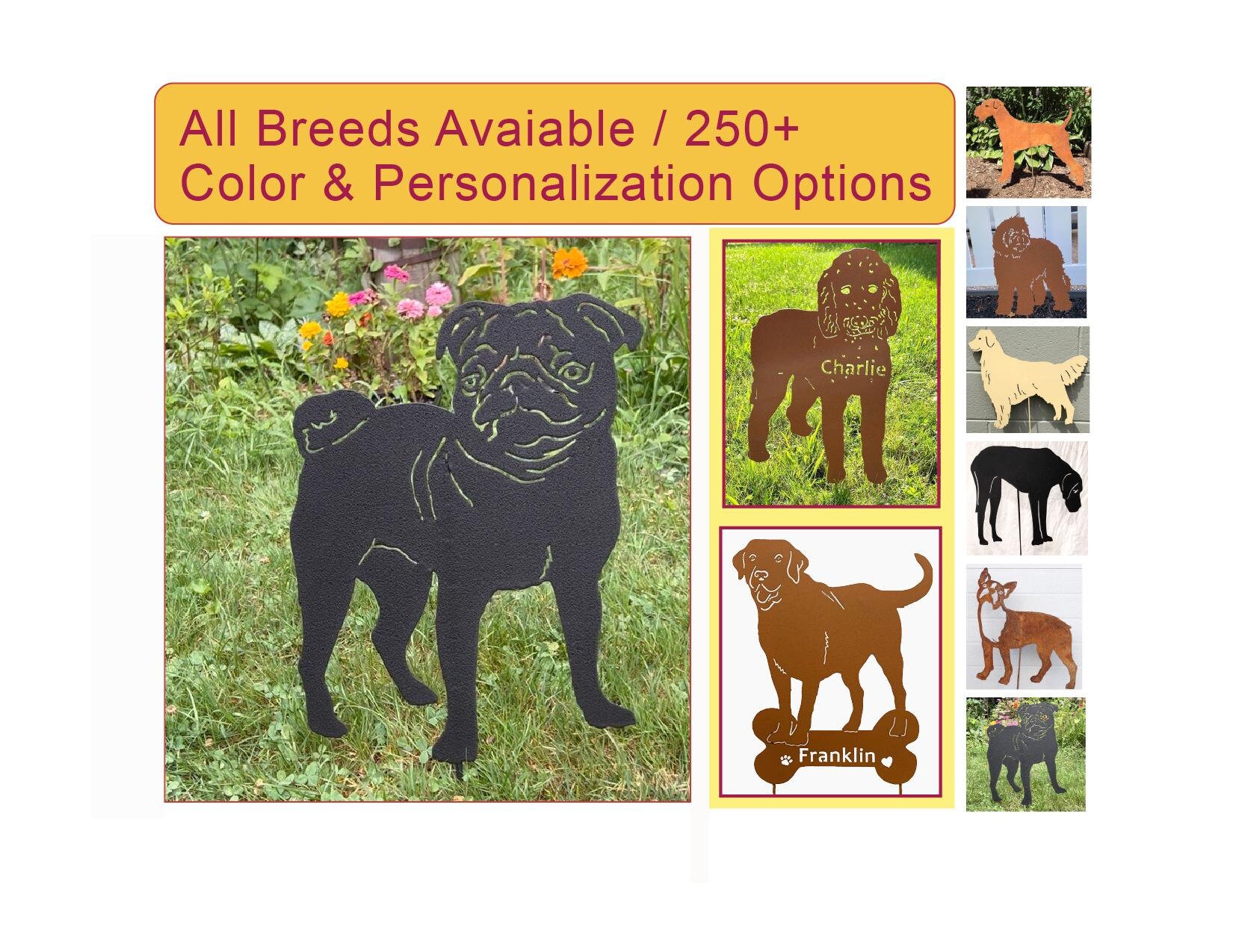 Pug Garden Stake, Garden Statues, Garden Ornaments, Dog Statue, Dog Memorial Gifts, Dog Sympathy Gift, Outdoor Dog Memorial