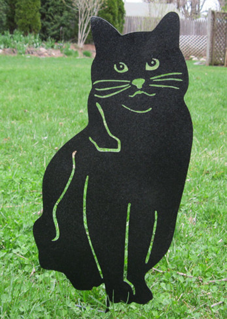 Garden Cat Garden Stake or Wall Art, Grave Marker Memorial, Rainbow Bridge Cat, Outdoor Metal Garden Art Decor Cat Lover Gift Men Dad Mom image 3