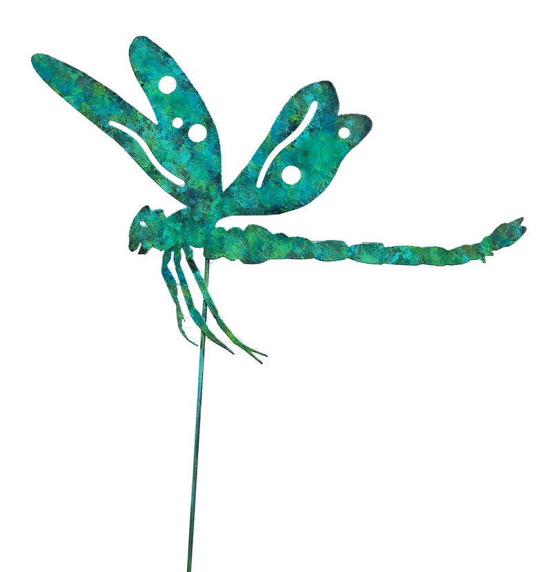 Dragonfly Garden Stake, Outdoor Garden Decor, Metal Garden Yard Art sculpture, Mothers Day Garden Gifts, Dragonfly Wife Gift, Gifts for Mom image 2