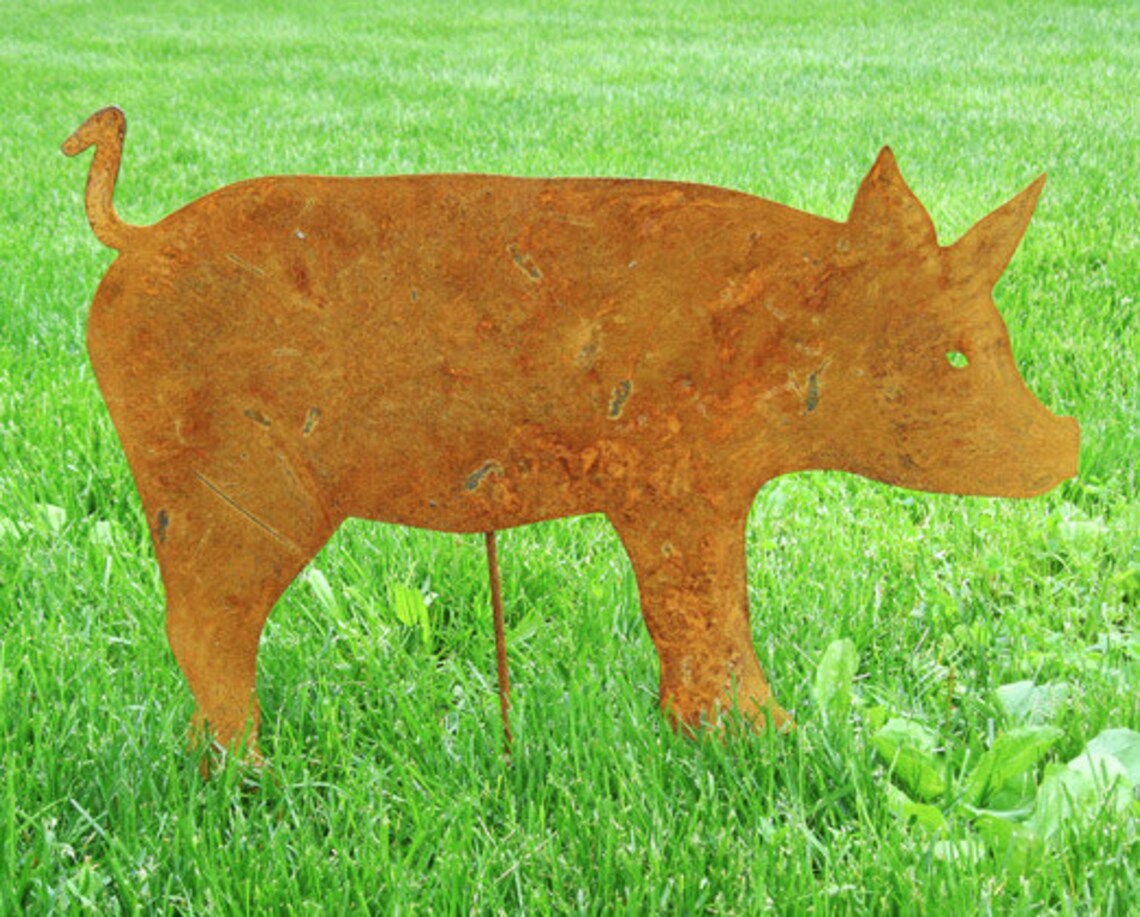 Pig Garden Stake or Metal Wall Art Metal Yard Garden Art Etsy