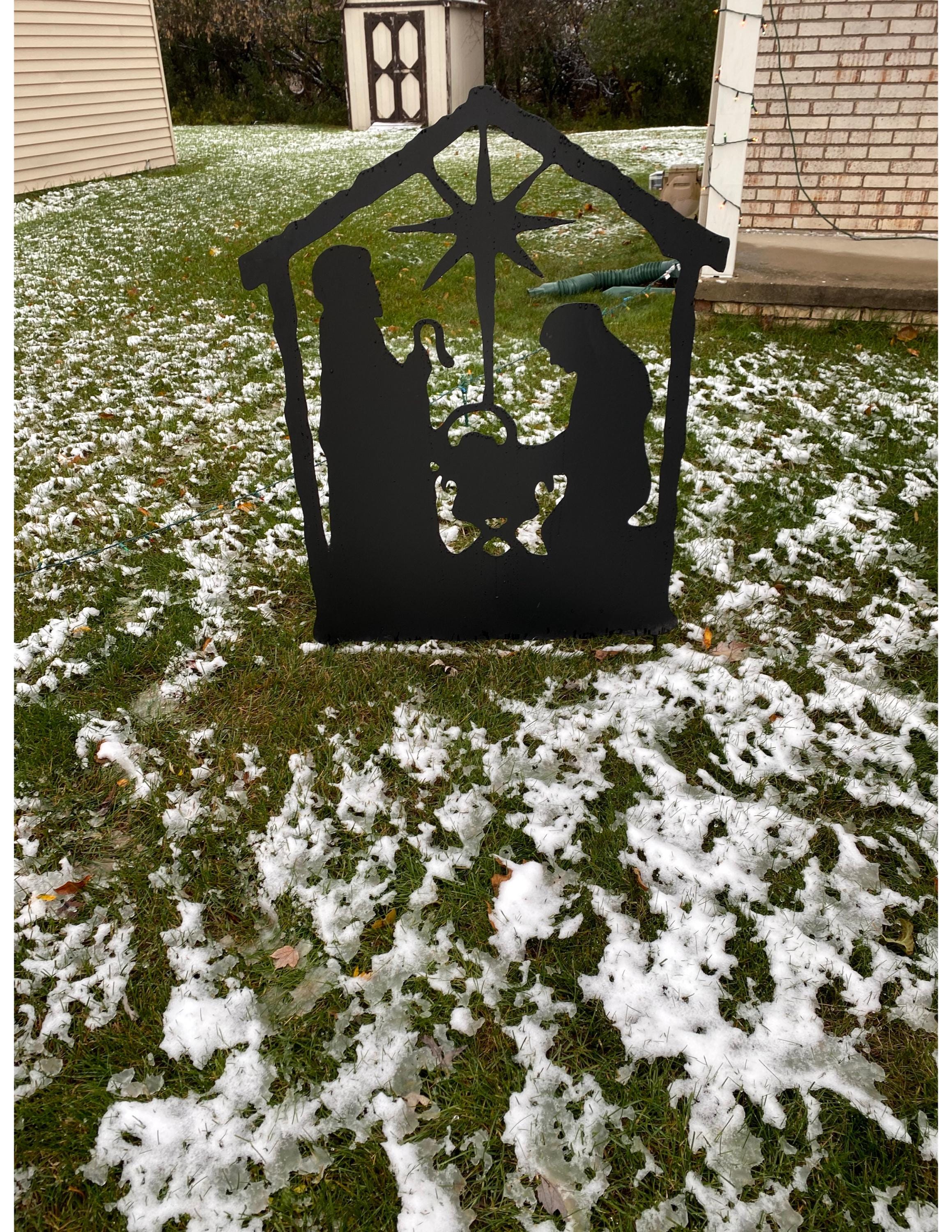 Pali di Natale a energia solare per esterni, 5 luci decorative a LED a energia solare, per cortile, portico, passerella, sentiero, decorazioni