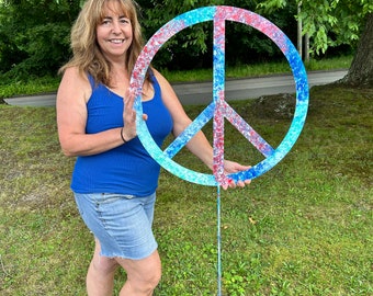 Peace Zeichen Gartenstecker oder Wand Kunst, Hippie Dekor