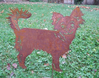 Chihuahua Garden Stake or Outdoor Metal Wall Art, Pet Memorial, Lawn Ornament, Rusty Metal Yard Garden Art, Pet Grave Markers, Garden Decor