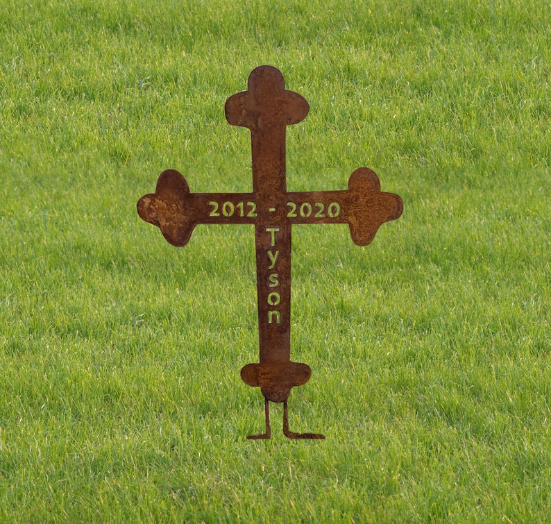 Cross Metal Yard Art Roadside Memorial Cross Rustic Etsy