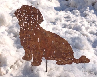 Pieu de jardin havanais ou oeuvre d'art murale en métal, monument commémoratif de chien de compagnie, décoration d'art de jardin en plein air, ornement de pelouse, cadeau de perte d'animal de compagnie pour amoureux des chiens, signe de chien