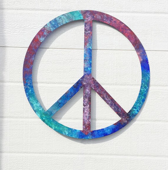 Peace Sign Metal Wall Decor Or Garden Stake Sculpture Boho Etsy