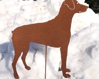 Doberman Pinscher Garden Stake or Wall Hanging / Memorial / Garden Art / Rusty / Shadow / Cut Out / Metal