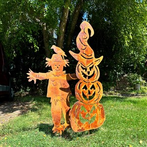 Three Stacked Pumpkins Garden Stake Metal Outdoor Halloween Lawn Decor ...