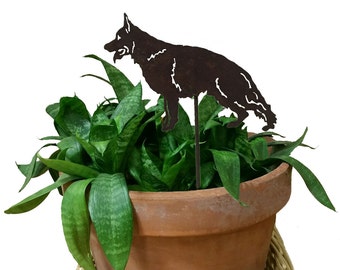 German Shepherd Ornament, Plant Stake, Memorial Dog Sympathy Lovers Gift Idea Garden Planter Art black metal yard art garden decor Keepsake