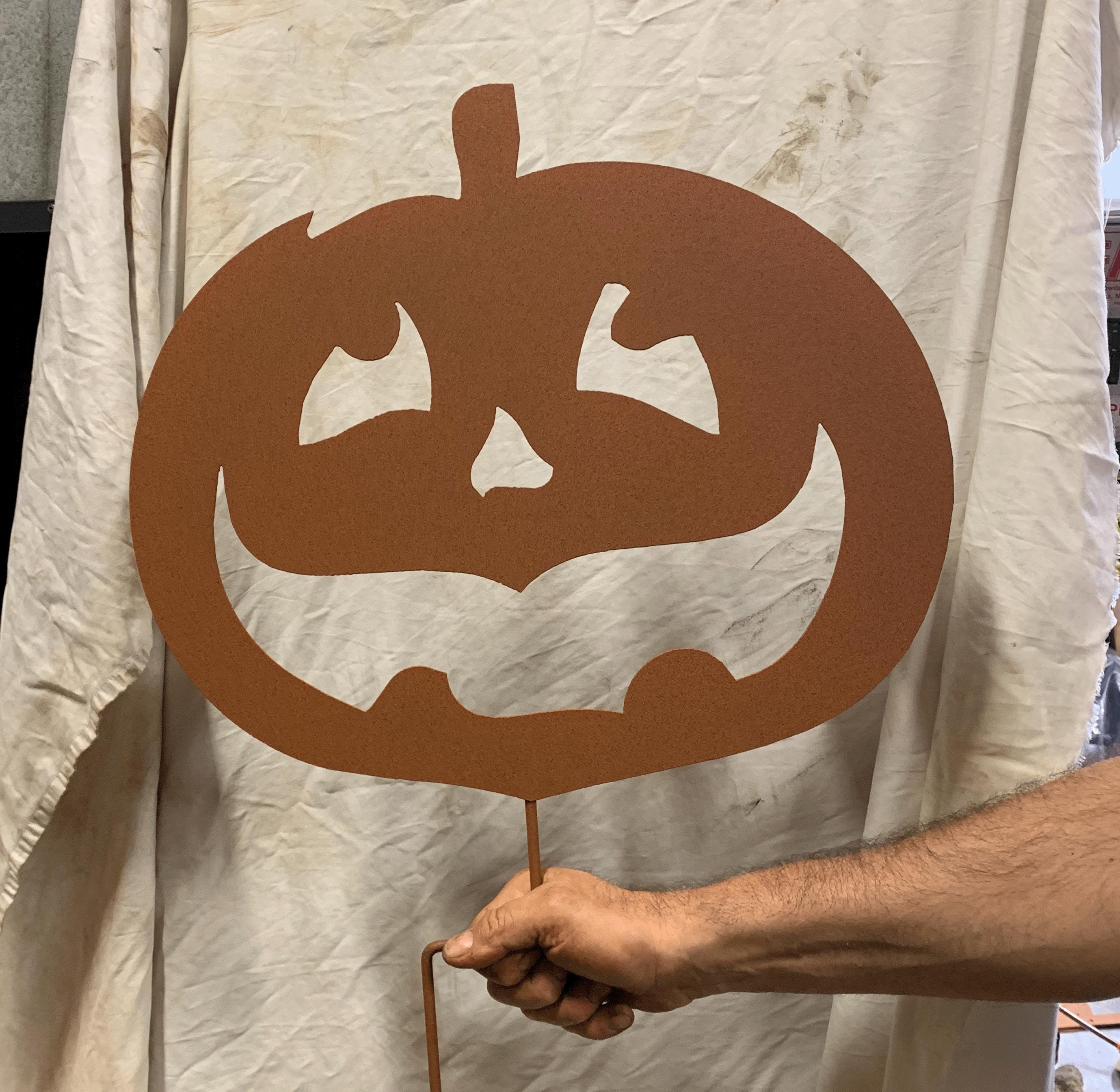 Rustic Jack O Lantern Pumpkin Garden Stake for Outdoor Halloween ...