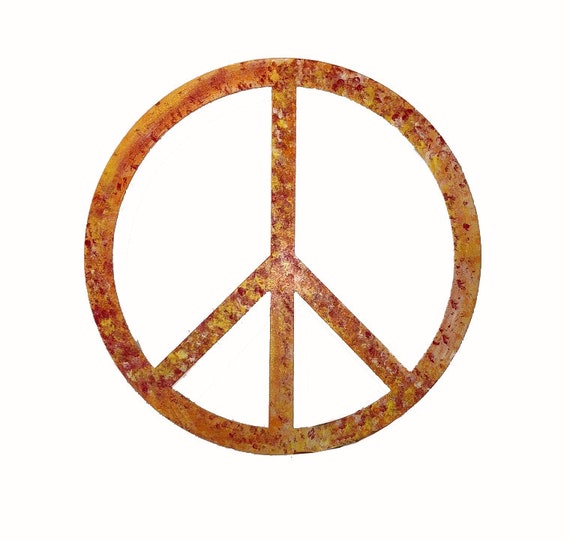 Peace Sign Metal Wall Decor Or Garden Stake Sculpture Boho Etsy