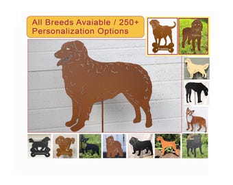 Australian Shepherd Metal Garden Stake & Wall Art - Dog Sculpture, Pet Memorial, Yard Ornament