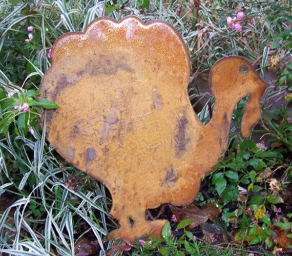 Turkey Garden Stake Outdoor Thanksgiving Decorations Rustic Etsy