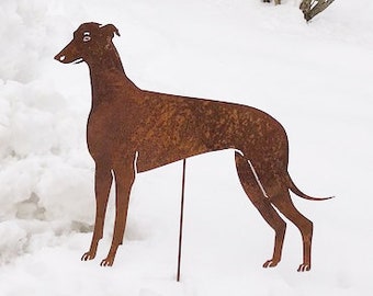 Greyhound Dog Yard Art or Outdoor Metal Wall Art Garden Stake, Pet Memorial, Outdoor Garden Decor Dog Yard Garden Art Lawn Ornament Dog Sign