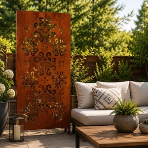 Decorative Steel Privacy Screen | Laser Cut Outdoor Garden Panel