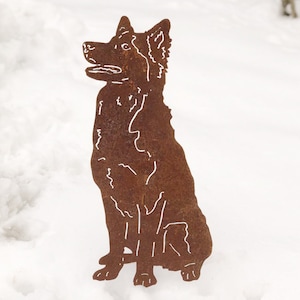 Pieu de jardin Husky : décoration murale husky sibérien en métal rouillé