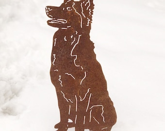 Husky Garden Stake: Rusty Metal Siberian Husky Wall Art