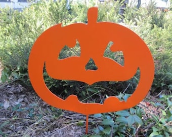 Pumpkin Garden Stake, Outdoor Halloween Decoration, Metal