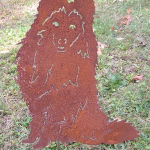 Rustic Metal Shetland Sheepdog Garden Stake - Sheltie Memorial Art