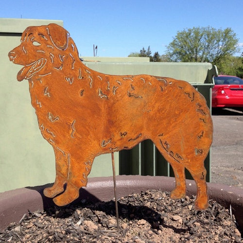 Rusty Finish Metal Australian Shepherd Aussie Dog Garden Art Etsy