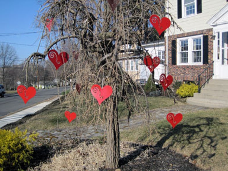 Valentine's Day / Heart Ornaments set of 12 Garden Art Etsy