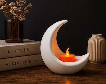 Wassende maan kaarshouder, minimalistisch decor, theelichthouder, ringorganisator, Cosy Home Accent