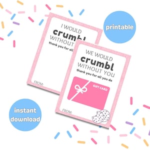Crumbl gift card holder, printable gift card holder, Crumbl cookies