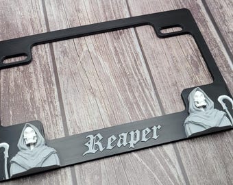 Reaper motorcykel registreringsskyltram