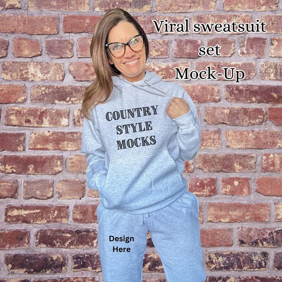 Gildan Sweatsuit Mockup | Port and Company Sweatsuit Mockup | Heavy Blend Sweatshirt Hoodie and Sweatpants Mockup