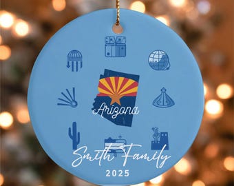 Personalized Arizona State Blue Minimalist Christmas Ornament