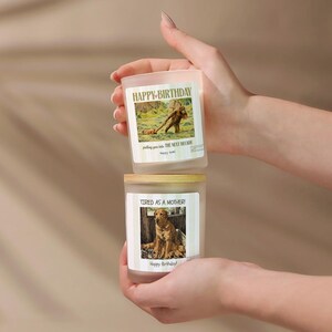 Sentimental Bird's Nest Birthday Soy Candle, Watercolor Wildlife Art, Personalized | Frosted Glass | Gift Box Bild 5