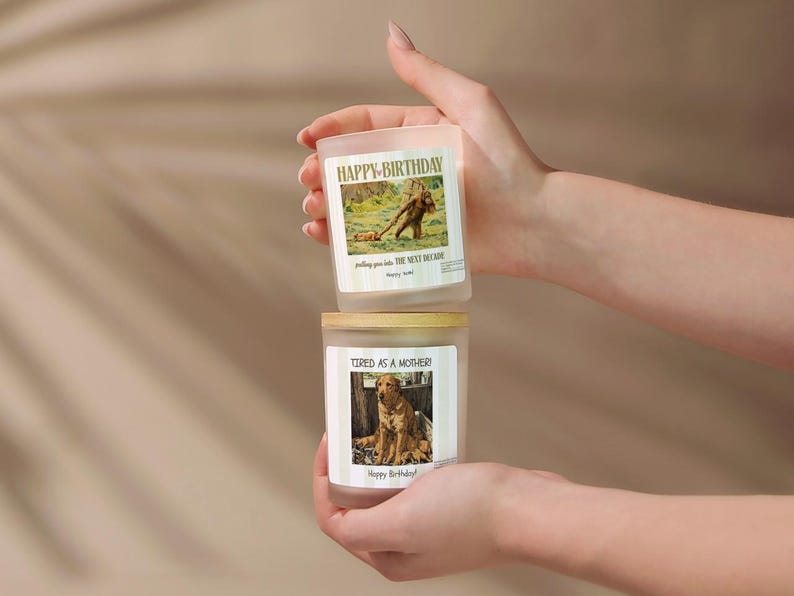 Sentimental Bird's Nest Birthday Soy Candle, Watercolor Wildlife Art, Personalized | Frosted Glass | Gift Box Bild 5