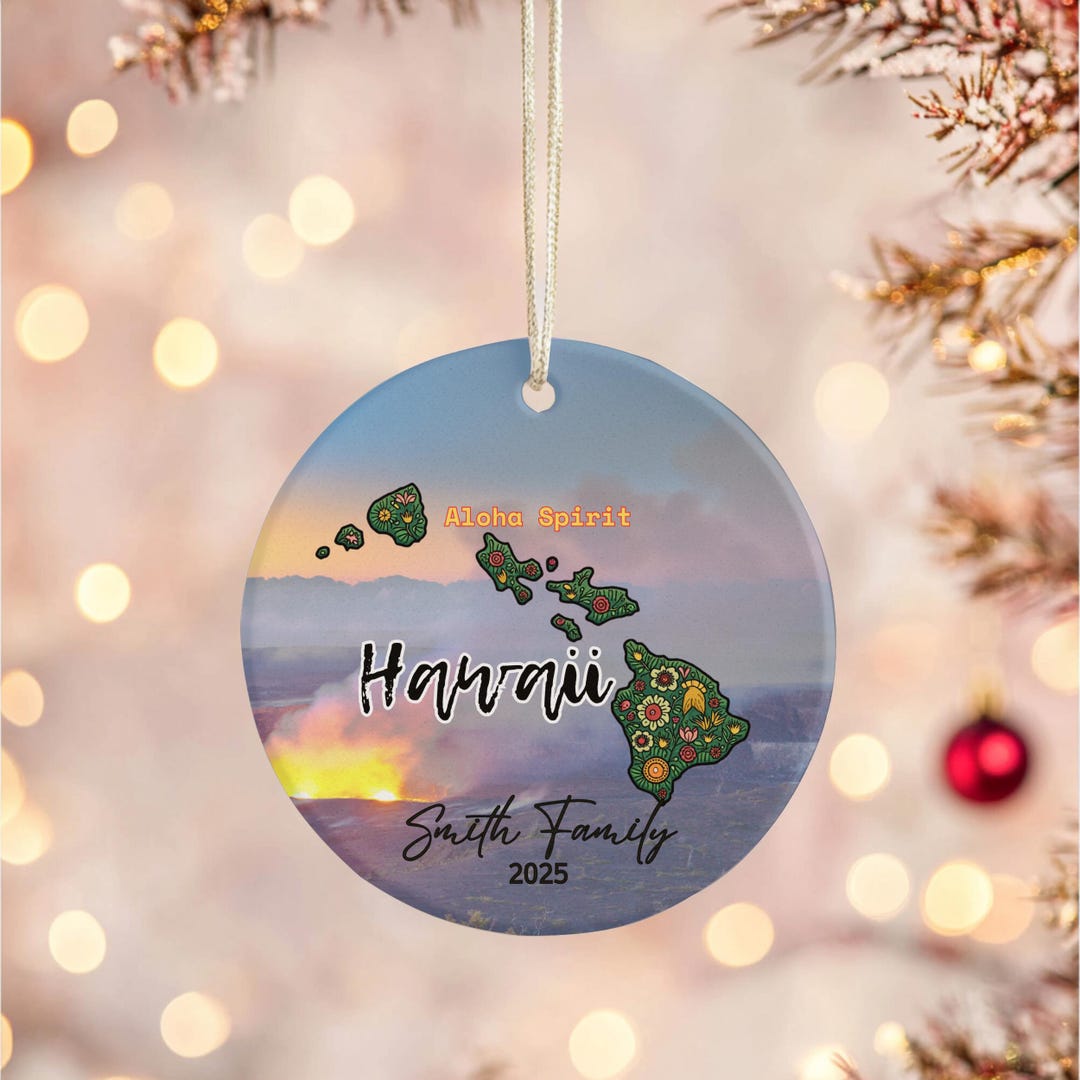 Personalized Hawaii State Christmas Ceramic Ornament - Etsy