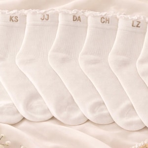 Personalized Bridal Crew Socks, Embroidered Initials, Ruffle Edge, Bridesmaid Gift