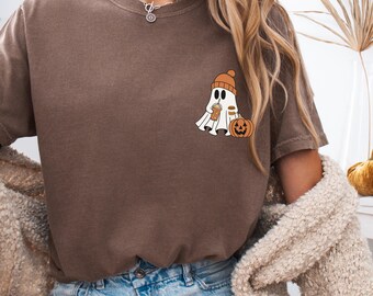 Comfort Colors® Сute Ghost Coffee Shirt, Сute Little Ghost Iced Coffee t-shirt, Boo Ghost Shirt, Ghost Coffee Shirt, Halloween Coffee Lovers