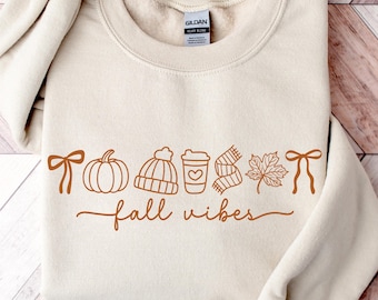 Coquette Fall Vibes Sweatshirt, Girly Autumn Pullover, Cute Cozy Fall Crewneck, Trendy Fall Aesthetic Sweater for Women, Fall Sweatshirt.