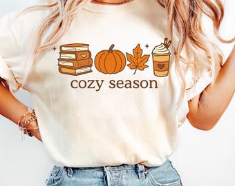 Comfort Colors Cozy Season Shirt, Fall Book Lover Graphic Tee